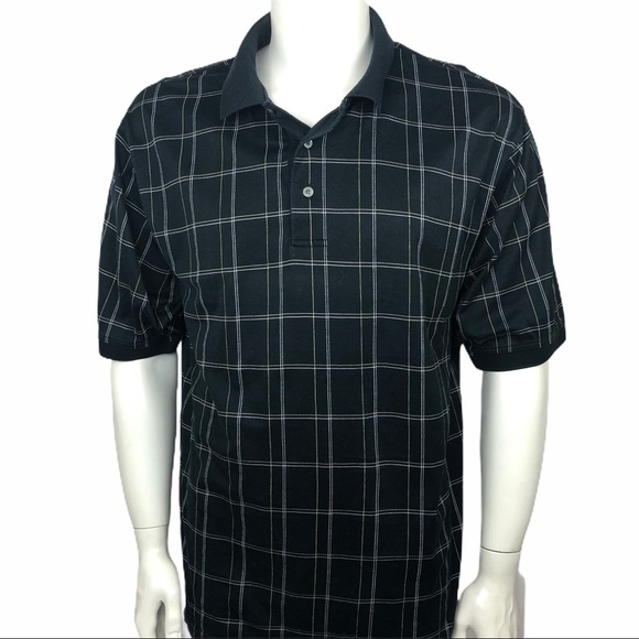 Jos A. Bank Mens Size L Dark Plaid Golf Polo Stay Cool Technology Short Sleeve - Picture 1 of 8